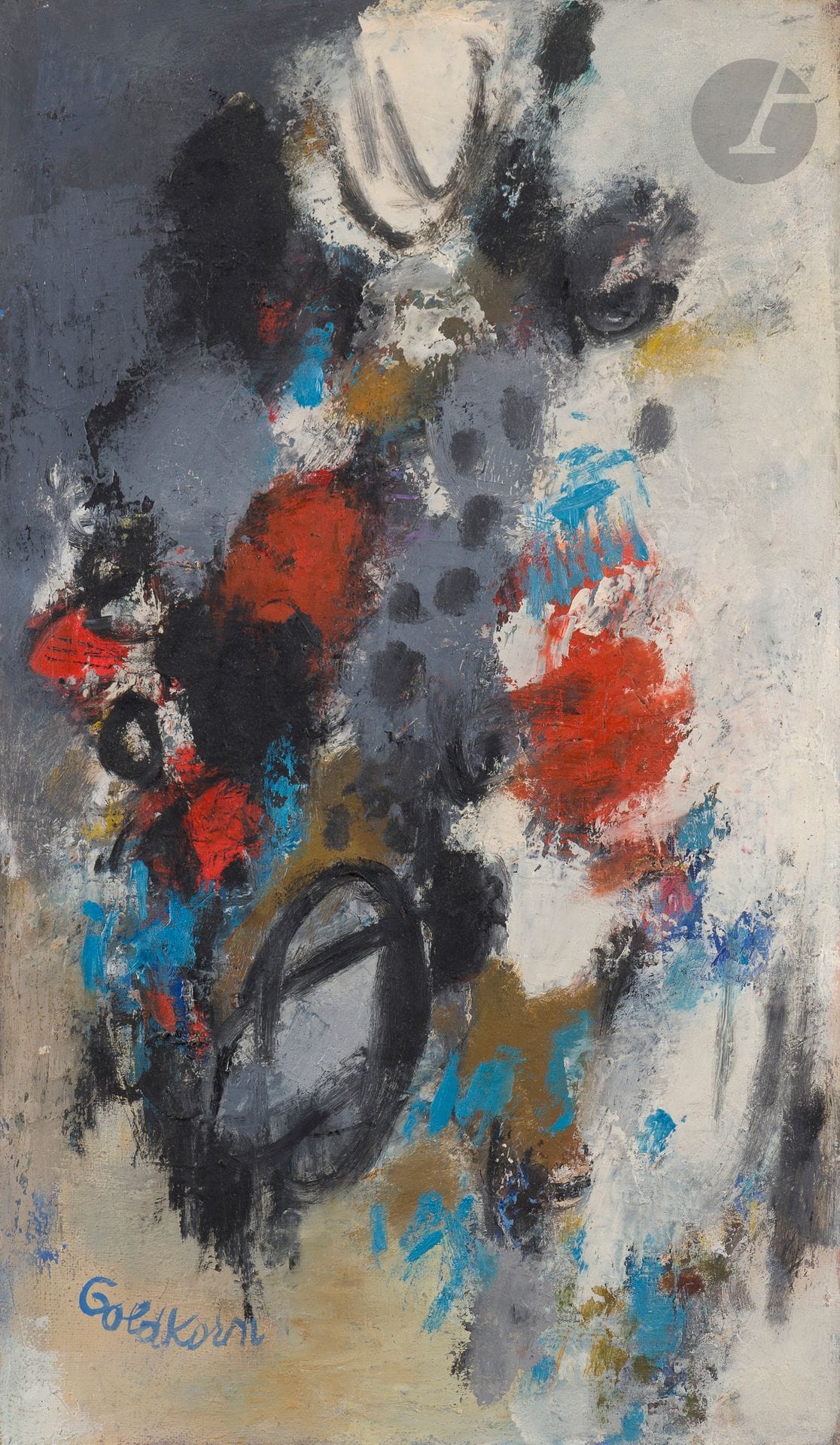 Georges GOLDKORN (1905-1977) 
Abstraction 
Huile sur toile 
Signée en bas à gauche. 
46 x 27 cm 
Cadre. 
Provenance : ancienne collection Mendel Mann







Mots clés :
judaïca, juif, juive, hébreux, rabbins, jewish, torah, hebrew, hebraica, judaisme, synagogue, sionisme, pessah, pessach, haggada, haggadah, hagada, hagadah, passover, menora, menorah, hannuka, hannuca, hannoucca, hanouccah, torah, juden, israélite, Israël, antisemitism, antisémitisme, dreyfus, meguila, sepharade, sefarad, ketouba