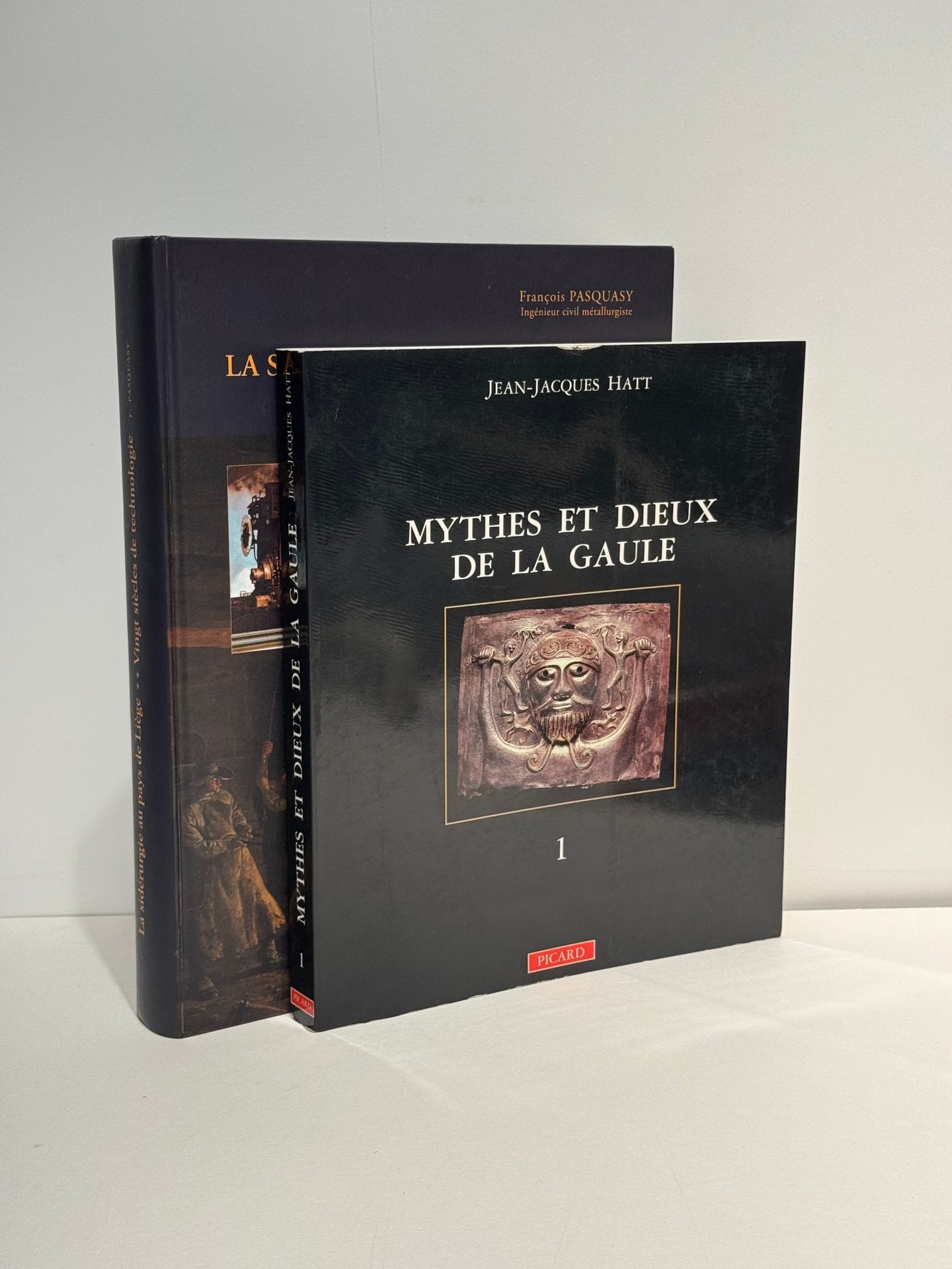 [BEAUX-ARTS] 
Lot de 2 volumes :

- HATT Jean-Jacques
Mythes et dieux de la Gaule, Volume 1. Les grandes divinités masculines.
Picard, Paris, 1989. 

- PASQUASY François
La sidérurgie au pays de Liège. Vingts siècles de technologie. Du martelage du fer au revêtements de l’acier.
Société des bibliophiles liégois, Paris, 2017.