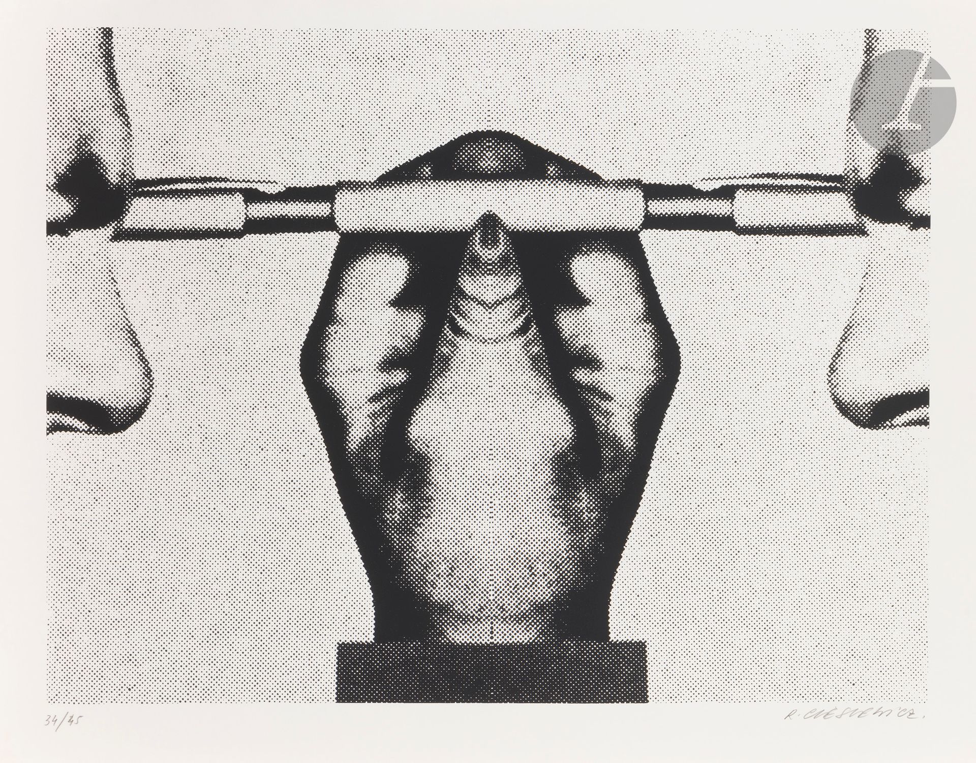 Roman Cieślewicz (polonais, 1930-1996)
Longue-vue. Vers 1978. Sérigraphie. La feuille: 650 x 500 mm Très belle épreuve sur vélin blanc, numérotée et signée au crayon. Toutes marges. Tirage à 45 épreuves. 
Provenance: collection Lilette Berger, veuve de Sam Szafran (1934-2019), Malakoff.