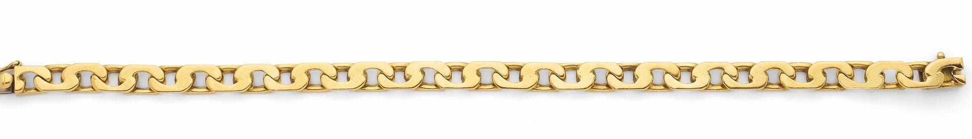 Bracelet en or 18K (750), articulé de maillons ovales plats. Longueur: 20,8cm environ. Poids: 30g
A gold bracelet