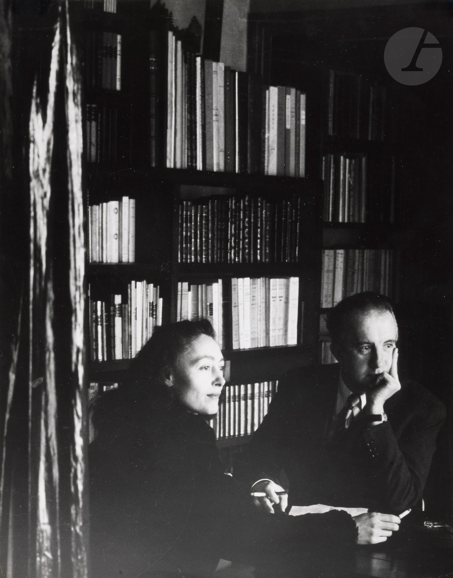 Brassaï (Gyula Halász, known as) (1899-1984) 
Paul and Nusch Éluard at home. Paris, spring 1944.
Silver print (c. 1950-1960). Stamped "Brassai - 81, rue du Faub.-St-Jacques - Paris-XIVe - Port-Royal 23-41", "Succession - Brassai - Estate", date and annotations by Lucien Clergue in pencil on verso.
29 x 23 cm

Provenance :
Brassaï sale, Millon &amp; Associés, Paris, October 2, 2006, no. 72.