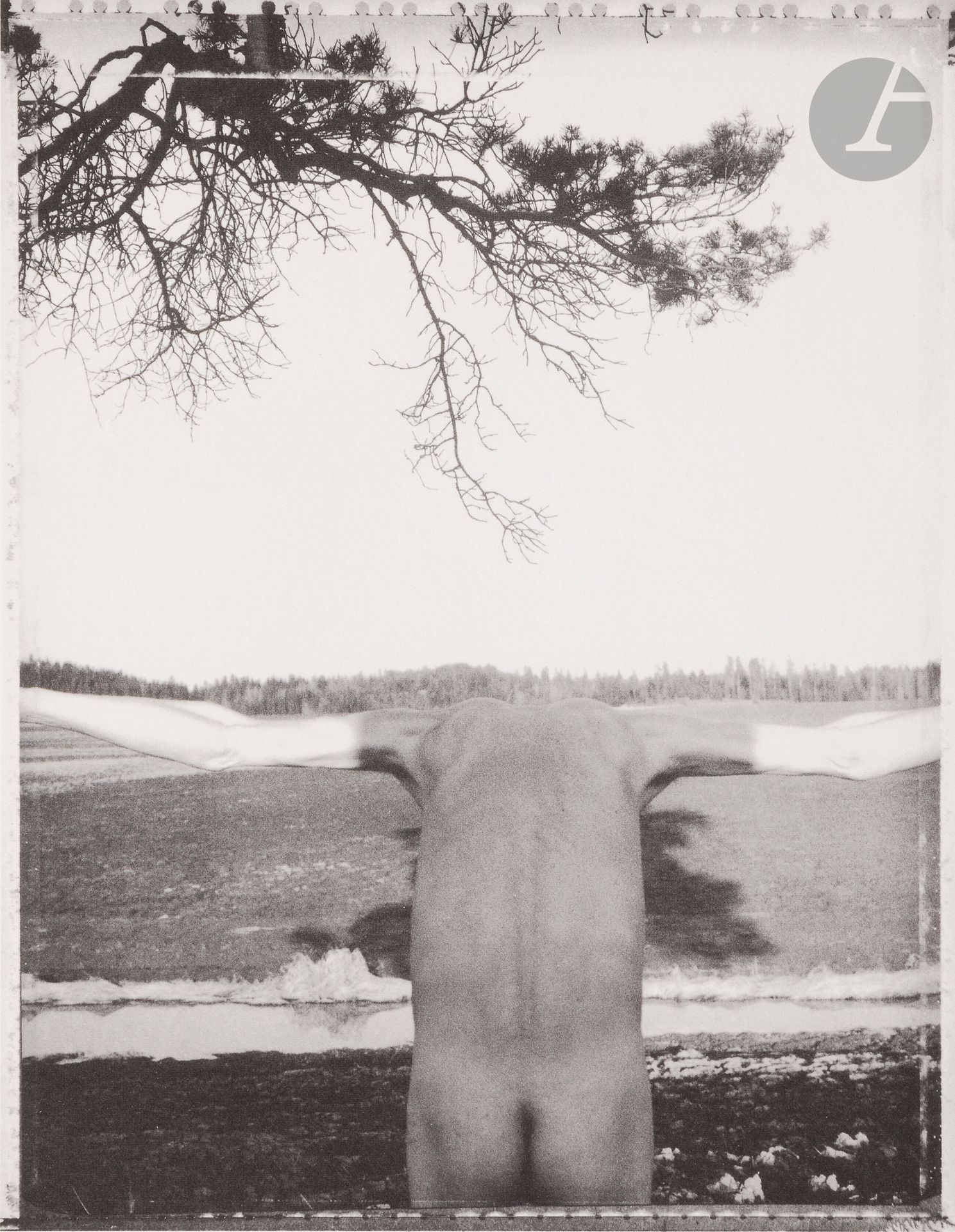 Arno Rafael Minkkinen (1945)
Luhtikylä. Finland, 1986. 
Épreuve au platine d'époque, signée, titrée, datée et dédicacée à Lucien Clergue " Pour Lucien en Arles 11.7.86 " au crayon dans les marges. 
Image : 21 x 16,3 cm - Feuille : 26 x 23 cm 

Bibliographie : 
Arno Rafael Minkkinen, Suomen Kuvat. Homework. The Finnish Photographs 1973 to 2008, Helsinki, Like, 2008, p. 76.