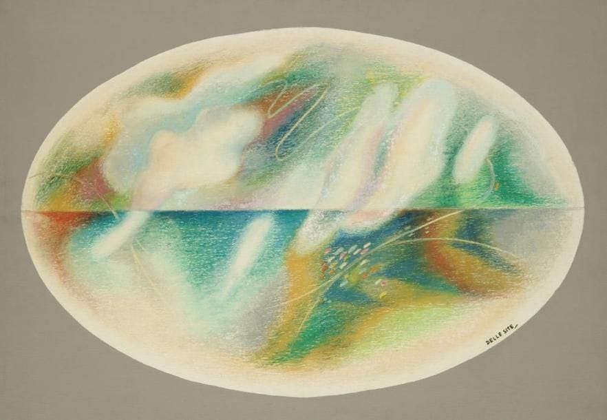 Mino DELLE SITE (1914-1996)
Vue du hublot 3, 1975. Huile sur toile. Signée en bas à droite. Titrée au dos. 47 x 67 cm Expositions: 1981 Gallipoli, «Les nouvelles lignes directrices» 1987 Rome, «Mino Delle Site Aeropittura futuriste», Galerie des Augustins 1989 Lecce, Musée provincial, Mino Delle Site, Aeropittura et au-delà, depuis 1930 1997 Rome, Rétrospective Mino Delle Site, Association Athenaeum N.A.E. 2003 Rome, Mino Delle Site, Aeropittura futuriste, Galerie d?Europe 2005 Cavallino, le couvent de Saint Dominique, sentiers... L?évolution picturale de Mino Delle Site 2005 Salerno, Galerie d?art provinciale, L?évolution picturale de Mino Delle Site 2006 Turin, Galerie Narciso, Mino Delle Site