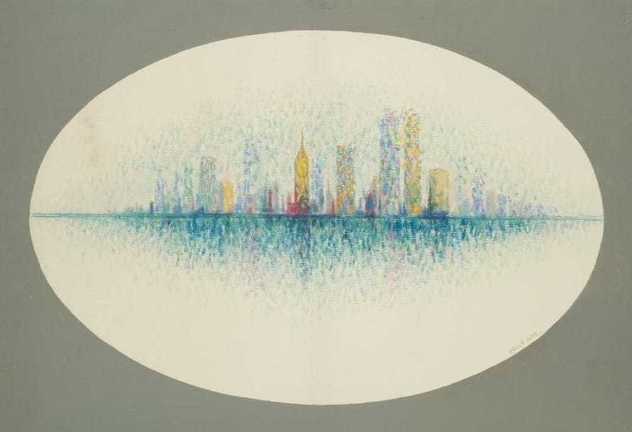 Mino DELLE SITE (1914-1996)
Synthèse de New-York, 1975. Huile sur toile. Signée en bas à droite. 49 x 69 cm Expositions: 1997 Rome, Rétrospective Mino Delle Site, Association Athenaeum N.A.E. 2005 Bari, Galleria La Panchetta, «Personale di Mino Delle Site»