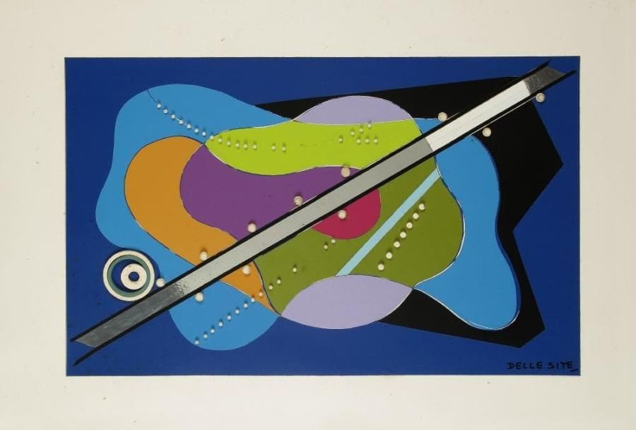 Mino DELLE SITE (1914-1996)
Piste du futur, 1985. Collage. Signé en bas à droite. 70 x 100 cm Expositions: 1989 Lecce, Musée provincial, Mino Delle Site, Aeropittura et au-delà, depuis 1930 1997 Rome, Rétrospective Mino Delle Site, Association Athenaeum N.A.E. 2005 Bari, Exposition personnelle, Galerie La Panchetta 2005 Cavallino, le couvent de Saint Dominique, sentiers... L?évolution picturale de Mino Delle Site 2005 Salerno, Galerie d?art provinciale, L?évolution picturale de Mino Delle Site 2006 Rome, Mino Delle Site, Galerie Nationale d?Art Moderne - Musée Boncompagni Ludovisi 2006 Lecce, Musée provincial, Mino Delle Site (Dixième anniversaire de sa mort)