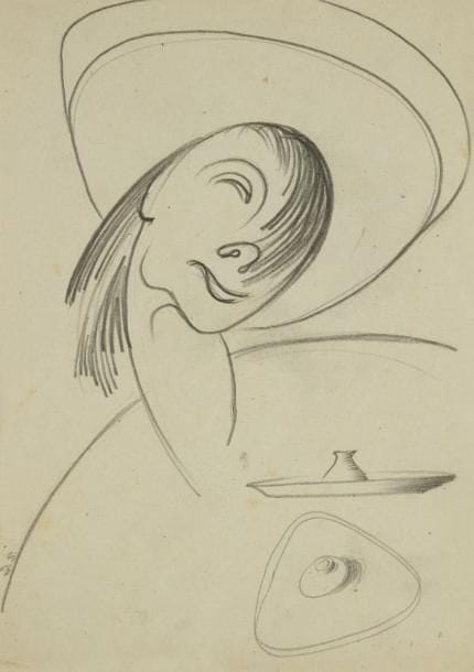 Mino DELLE SITE (1914-1996)
Femme au chapeau, 1964. Dessin à la mine de plomb. Monogrammé en bas à gauche. 31,5 x 22,5 cm
