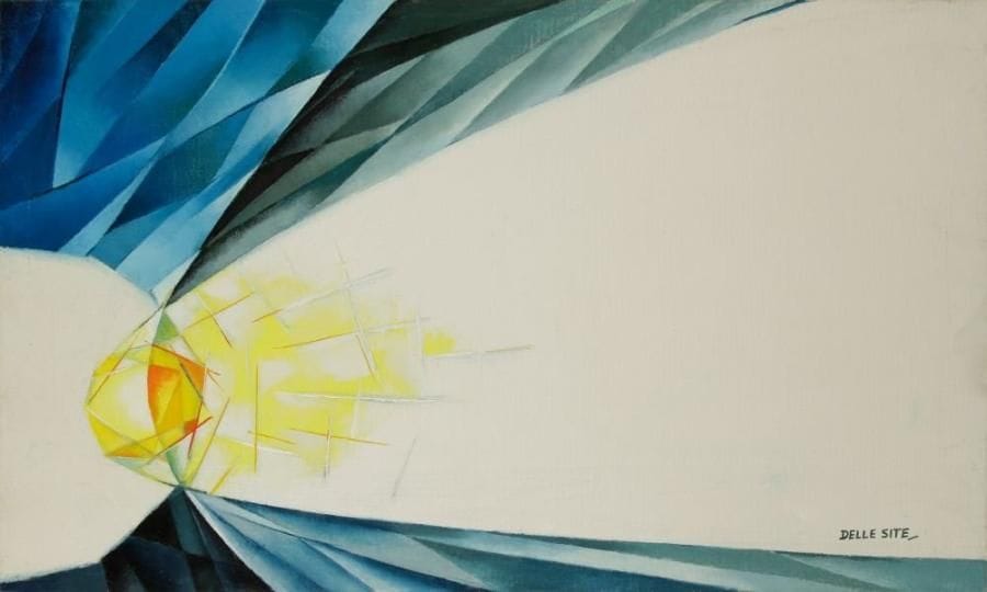 Mino DELLE SITE (1914-1996)
Demain, 1965. Huile sur toile. Signée en bas à droite. 60 x 100 cm Expositions: 1965 New York, Rizzoli Gallery, Mino Delle Site - Oeuvres de 1932 à 1965 1973 Rome, Mino Delle Site, peintures depuis 1947, Astrolabe Art, reproduit page 27 1976 Marco Island (Florida), Mino Delle Site, Country Club 1989 Lecce, Musée provincial, Mino Delle Site, Aeropittura et au-delà, depuis 1930 1990 Seravezza, Villa Pellizzari, Mino Delle Site, Soixante ans d?Aeropittura 1997 Rome, Rétrospective Mino Delle Site, Association Athenaeum N.A.E. 2006 Rome, Mino Delle Site, Galerie Nationale d?Art Moderne - Musée Boncompagni Ludovisi 2006 Lecce, Musée provincial, Mino Delle Site (Dixième anniversaire de sa mort) 2008 Rome, Galerie Russo, «Mino Delle Site, formes absolues de la géométrie»Bibliographie: Monographie Mino Delle Site, Fabrizio Fabbri Editore EFFE, Pérouse, 2006, reproduit page 105