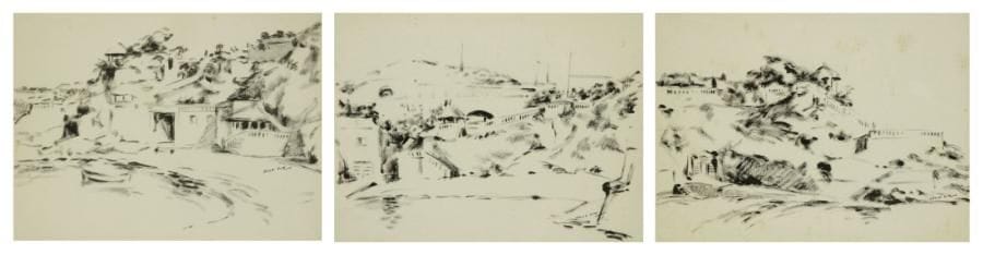 Mino DELLE SITE (1914-1996)
Paysages d?Italie, vers 1965. Trois dessins à l?encre. Signés en bas à droite. 24 x 32 cm chaque