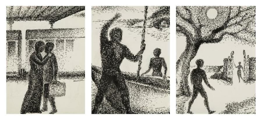 Mino DELLE SITE (1914-1996)
Suite pour l?album Madre Terra, vers 1965-70. Ensemble de 9 dessins à l?encre. Signés ou monogrammés. Formats divers