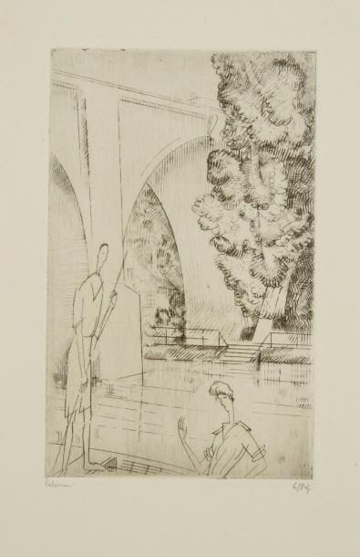 Jean-Emile LABOUREUR (1877-1943)
Sous le Viaduc. 1924. Burin. 100 x 160. Laboureur 276. Très belle épreuve sur vélin blanc, du 1er état (sur 2), avant de nombreux travaux, signée et numérotée à la mine de plomb. Toutes marges. Tirage total à 13 épreuves