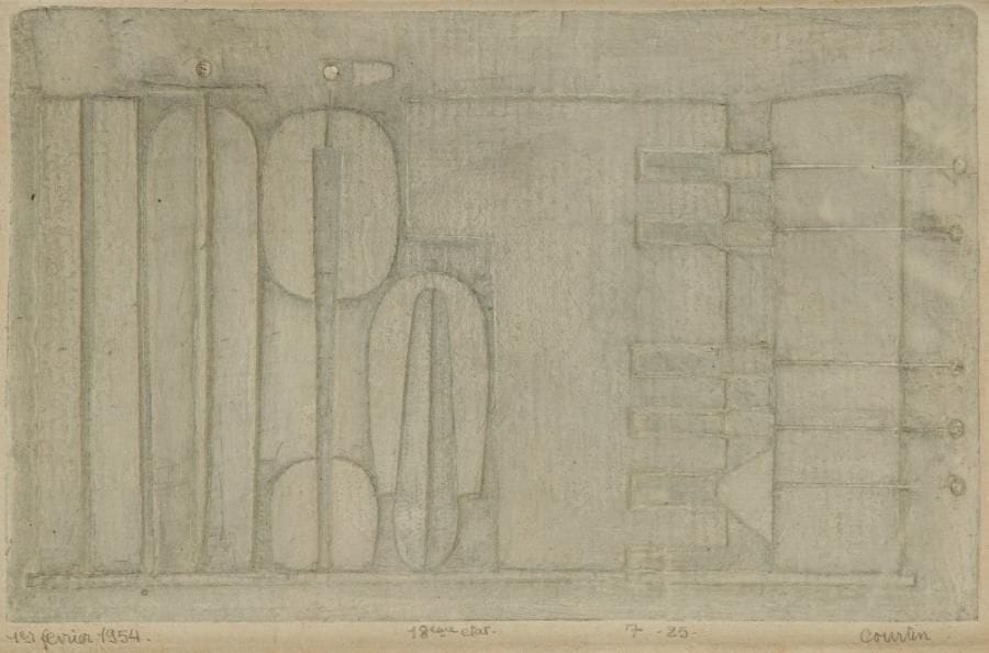 Pierre Courtin (1921-2012)
1er Février 1954. Gravure au burin (échoppe) sur zinc. 210 x 135. Rivière 207. Très belle épreuve sur vélin crème texturé, titrée à la mine de plomb, annotée «18eme état», numérotée et signée. Marges. Rare. Tirage à 8 épreuves. Cadre