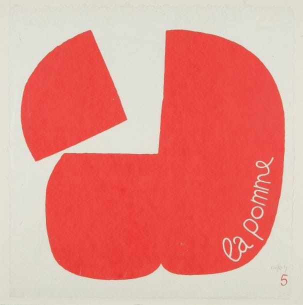 Pierre Székely (hongrois, 1923-2001)
1- Le Beau est rouge; 2- La Rose; 3- La Bouche; 4- Le Vin. 5- La Pomme; 6- Le Sang; 7- Le Rubis; 8- La Flamme; 9- Le Drapeau; 10- L'Astre. 1978. Sérigraphie en rouge. Chaque [530 x 540]. Suite complète de 10 pl. Très belles épreuves sur vergé cotonneux, signées à la mine de plomb, la 1re en outre datée et numérotée. Toutes marges non ébarbées. Tirage à 40 épreuves. Cadres