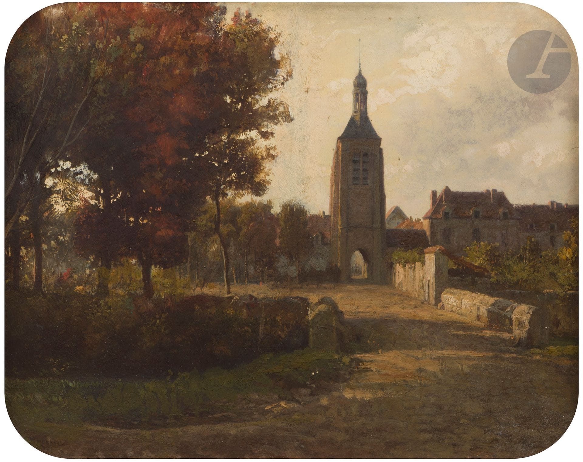 Romain Étienne Gabriel PRIEUR (1806-1873/79)
Village view with bell tower
Oil on cardboard (Muller)
Signed lower left
25x32cm