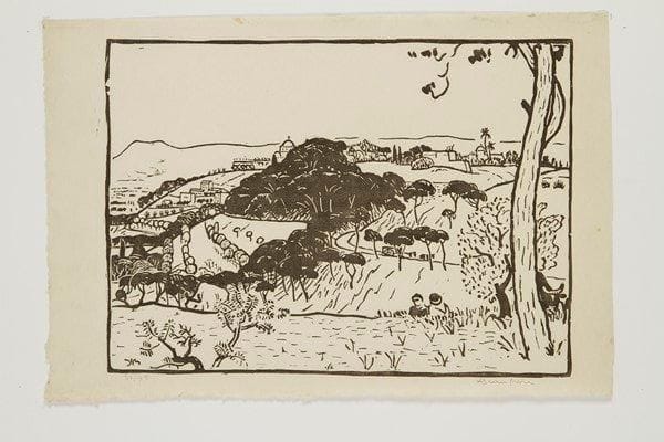 ADOLPHE BEAUFRÈRE (1876-1960)
Vue sur Kouba (Algérie). 1912. Bois gravé. 304 x 220. Morane B-23. Très belle épreuve sur japon mince, numérotée et signée à la mine de plomb. Toutes marges non ébarbées. Tirage à 35 épreuves