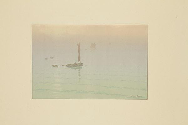 Henri RIVIERE (1864-1951)
Brume en mer. (Pl. 18 du Beau Pays de Bretagne). 1915. Lithographie. 352 x 230. Fields p. 79. Impression en couleurs. Très belle épreuve sur vélin ivoire. Toutes marges