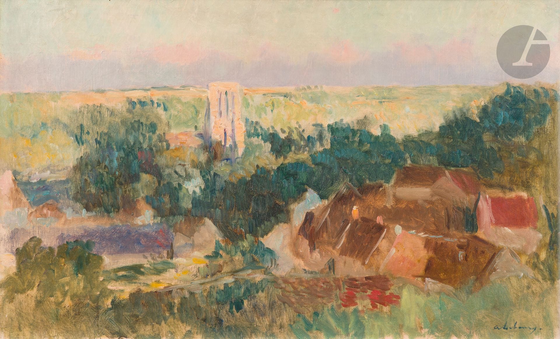 Albert LEBOURG (1849-1928)
Vue de Châlou-Moulineux
Huile sur toile.
Signée en bas à droite.
40,5 x 65 cm