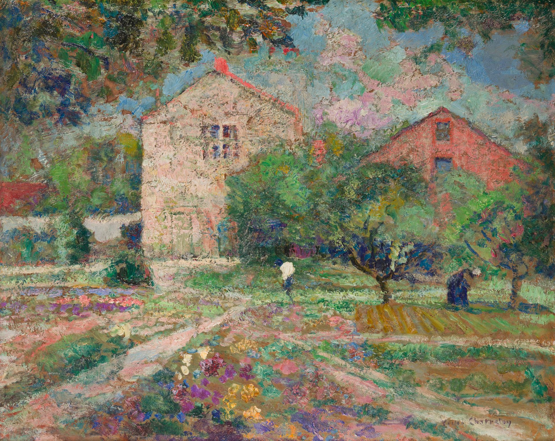 Victor CHARRETON (1864-1936)
The Vegetable Garden
Oil on cardboard.
Signed lower right.
50 x 61 cm