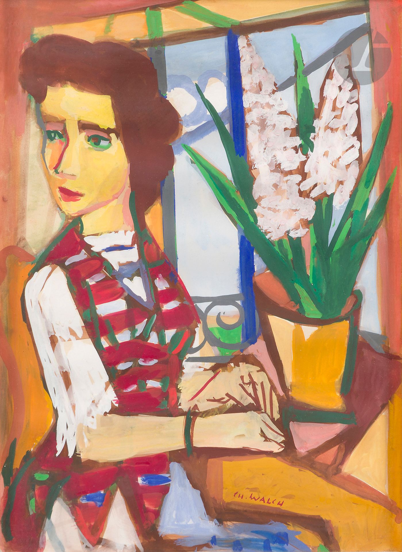 Charles WALCH (1896-1948)
Young woman with hyacinths
Gouache.
Signed lower left.
35 x 25 cm

Provenance :
Sale by Me Blache, Hôtel Rameau, Versailles, October 27, 1987, no. 112.
