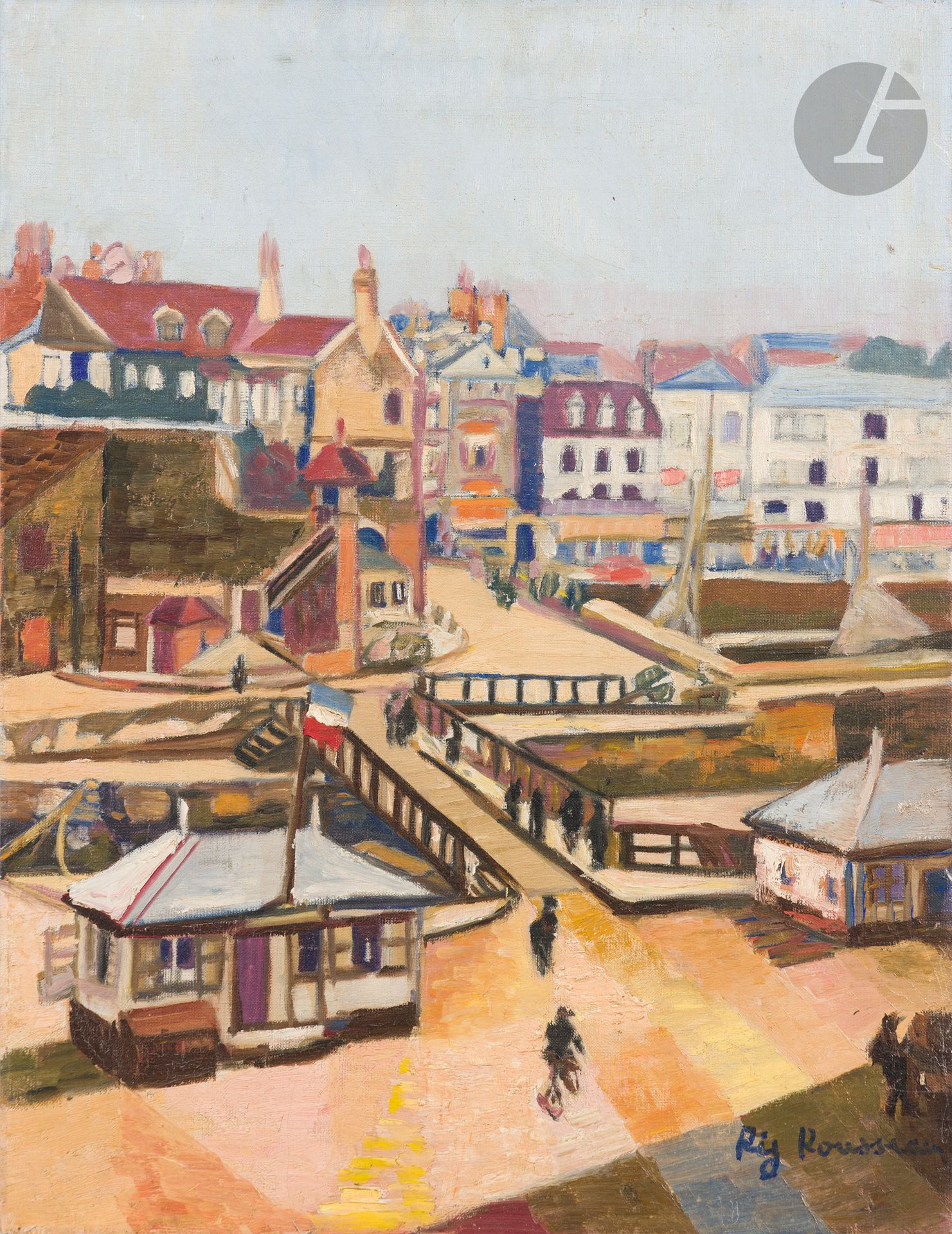Jeanne RIJ-ROUSSEAU (1870-1956)
Honfleur, l'écluse
Huile sur toile contrecollée sur panneau.
Signée en bas à droite.
65 x 50 cm