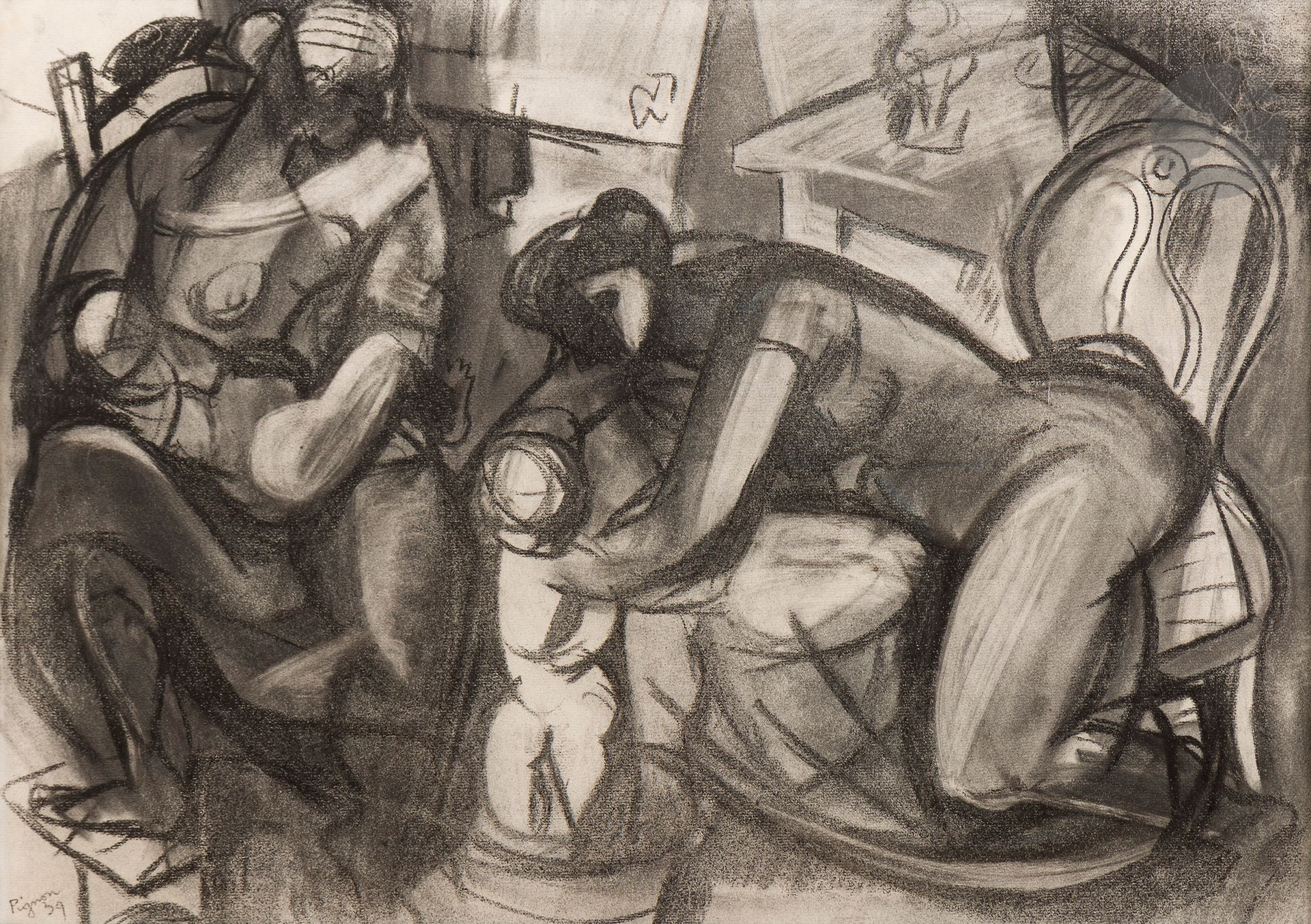 Édouard PIGNON (1905-1993) 
Women and children, 1939
Charcoal. 
Signed and dated lower left. 
45 x 62 cm

We would like to thank Mr. Philippe Bouchet for confirming the authenticity of this work.