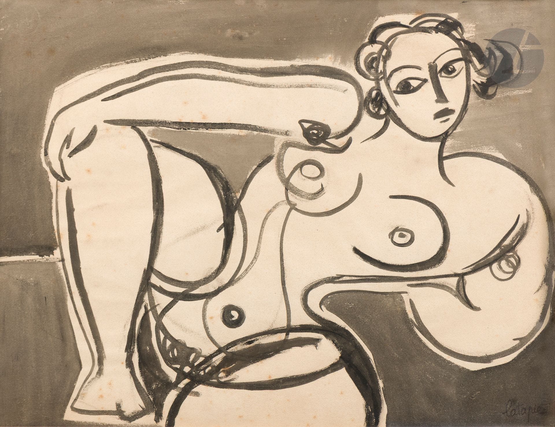 Louis LATAPIE (1891-1972)
Nu étendu
Encre et lavis d'encre.
Signée en bas à droite.
49 x 63 cm