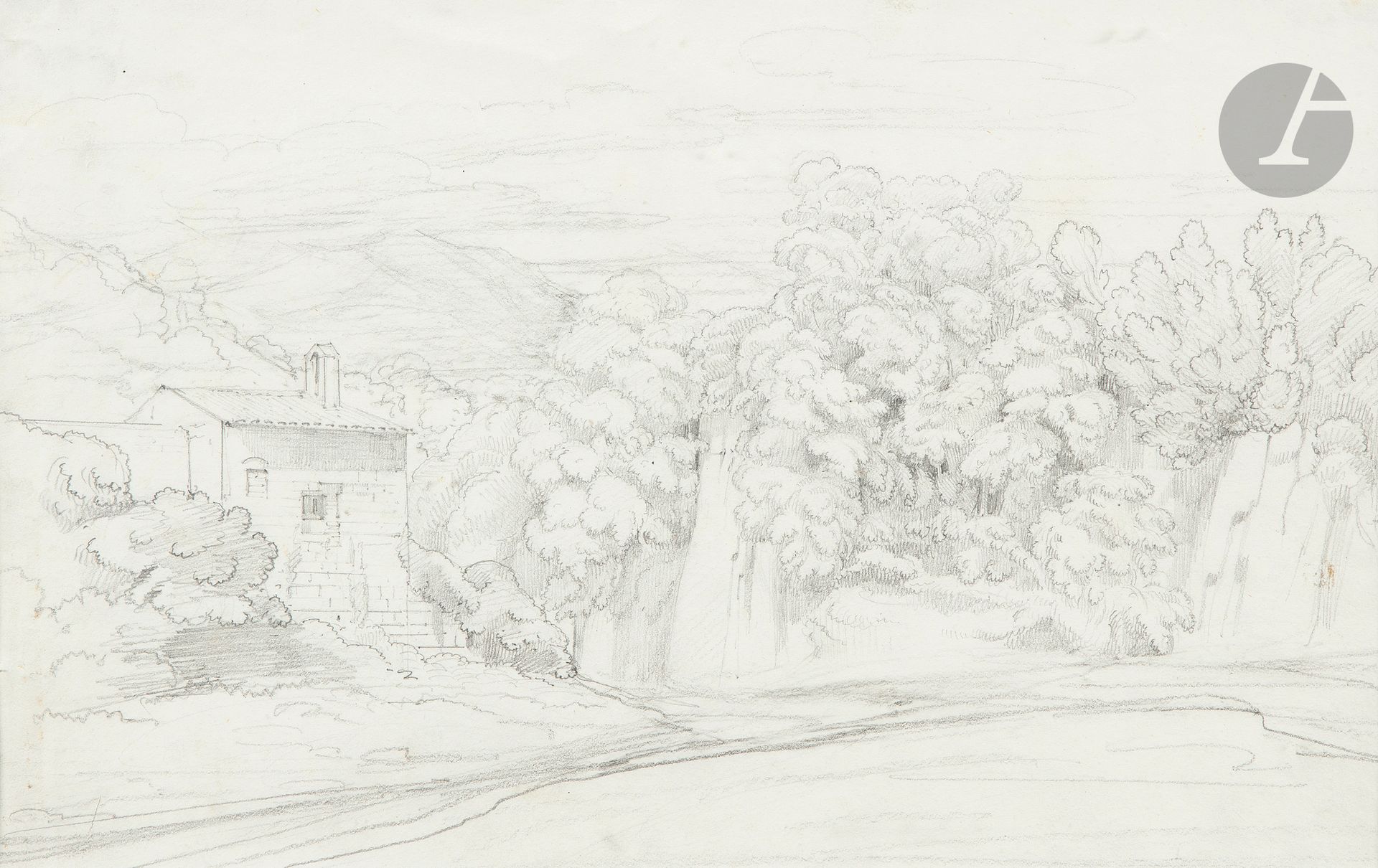 Prosper BARBOT (Nantes 1798 - Chambellay 1878)
Civita Castellana, 1827
Quatre crayons noirs.
Trois situés et datés.
21,5 x 25,5 cm - 24 x 37,5 cm - 24,5 x 40,5 cm - 21,5 x 34,5 cm