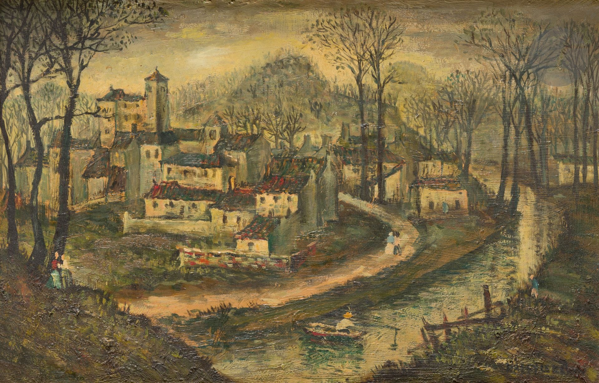 Jean RAFFY LE PERSAN (1920-2008)
Village animé
Huile sur panneau.
Signée en bas à droite.
33 x 50 cm