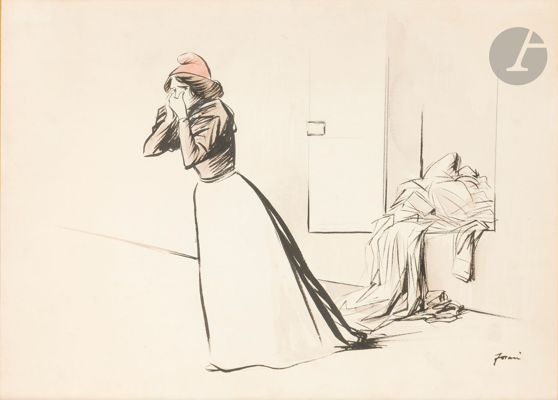 Jean-Louis FORAIN (1852-1931)
The Nauseating Republic
Ink and watercolor.
Signed lower right.
25 x 34 cm