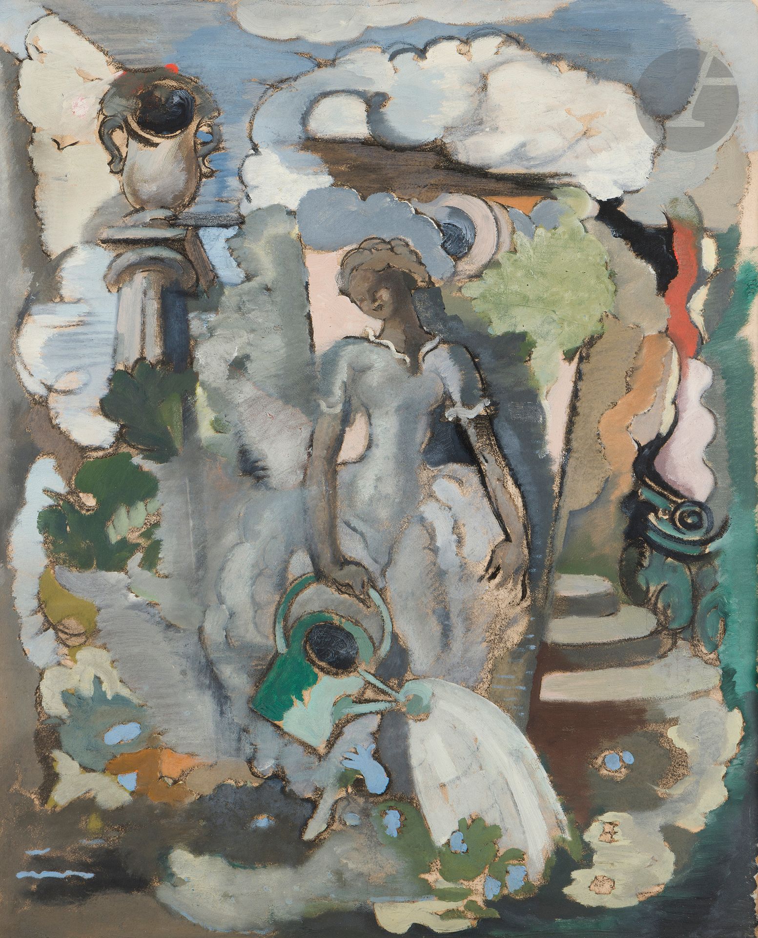 Georges LEPAPE (1887-1971)
The gardener
Oil and charcoal on cardboard.
82 x 67 cm