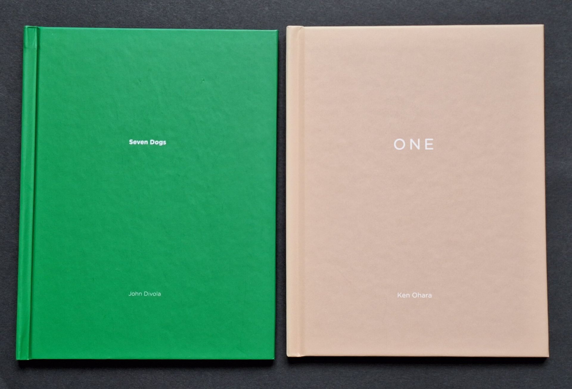 *ONE PICTURE BOOK n°31 & n°45
Deux volumes.

Ken Ohara
*One.
Nazraeli Press, 2005.
Tirage à 500 exemplaires numérotés et signés. 10 reproductions photographiques et une photographie originale, signée au dos, contrecollée sur un bord. Cartonnage beige avec titre en blanc. Sous pochette plastique de l'éditeur.

John Divola
*Seven Dogs.
Nazraeli Press, 2005.
Tirage à 500 exemplaires numérotés et signés (Artist Proof). 7 reproductions photographiques et une photographie originale, signée au dos, contrecollée sur un bord. Cartonnage vert avec titre en blanc. Sous pochette plastique de l'éditeur.