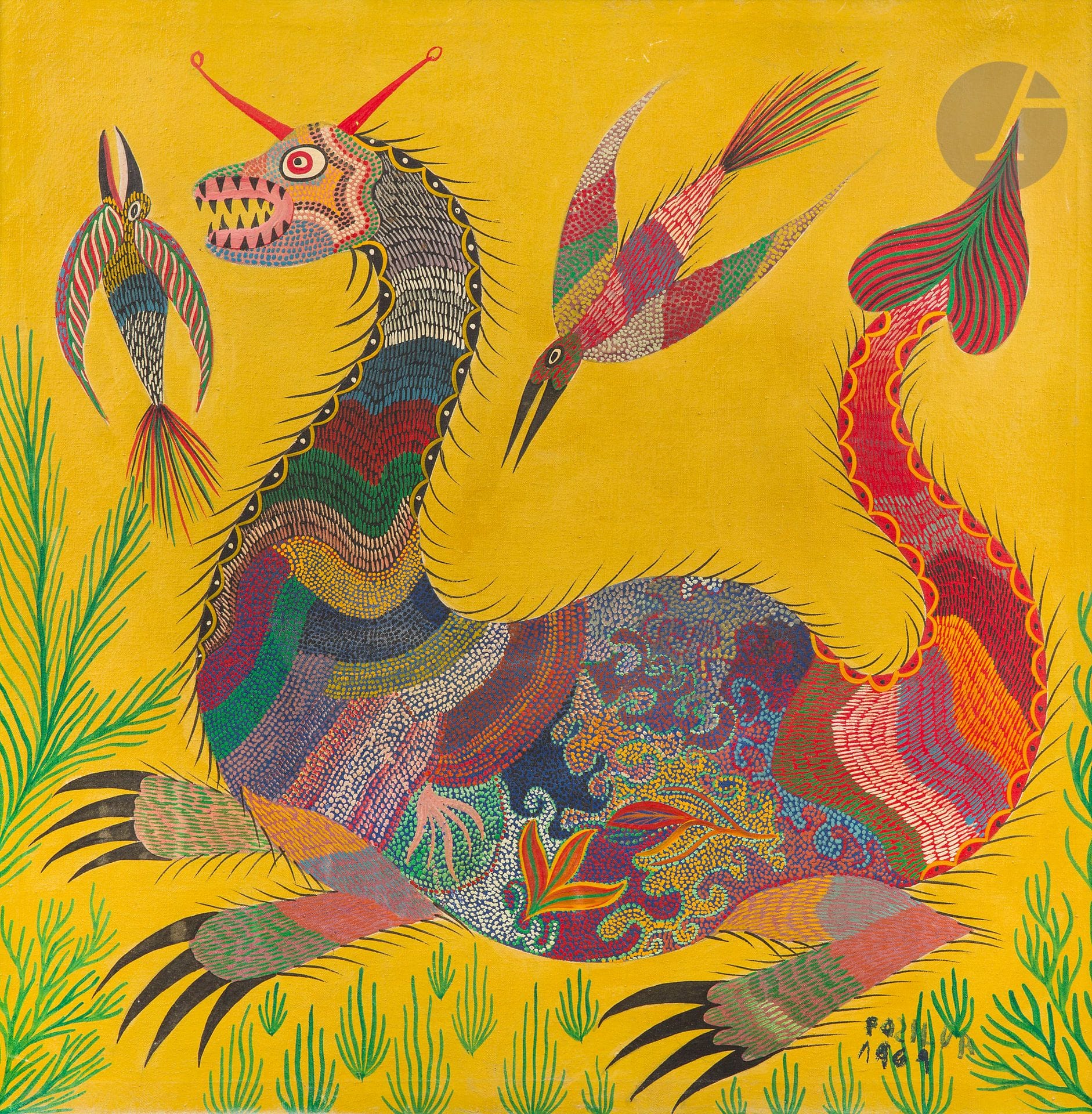Francisco DA SILVA [Brazilian] (1910-1985)
Fantastic animal and birds, 1969
Oil on canvas.
Signed and dated lower right.
Signed on the back.
60 x 60 cm

Provenance : 
Collection Jean-Jacques Plaisance, Galerie Les Yeux Fertiles, Paris.