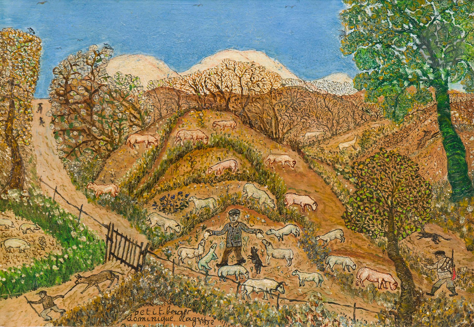 Dominique LAGRU (1873-1960)
Little shepherd, 1952
Oil on panel.
Signed, dated and titled lower left.
19 x 27 cm