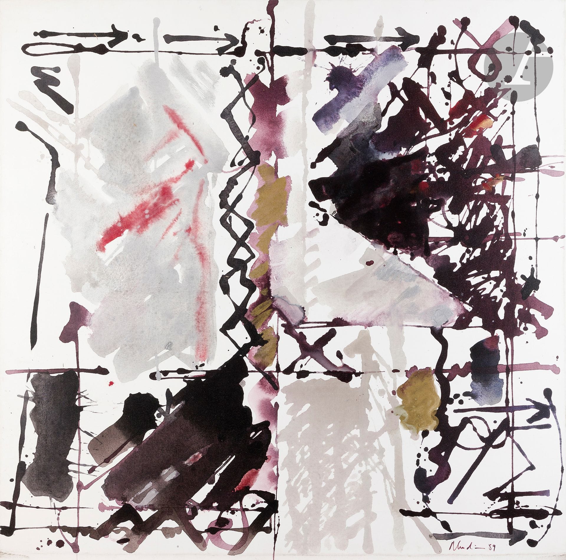 Raymonde GODIN (1930-2023)
Sacred Mountain, 1989
Acrylic on canvas.
Signed and dated lower right.
Signed and dated on the back.
100 x 100 cm