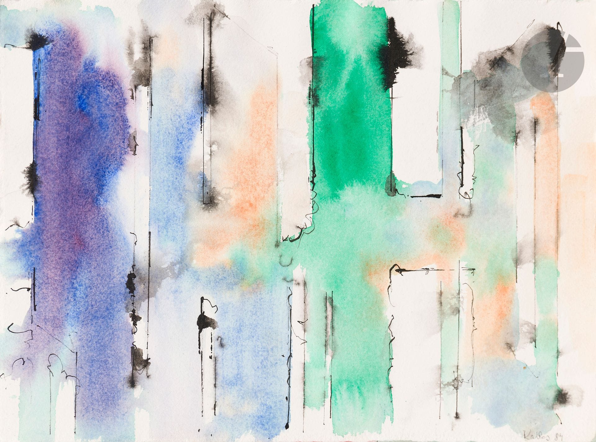 Paul KALLOS (1928-2001)
Strata, 1984
Ink and watercolor.
Signed and dated lower right.
27.5 x 38.5 cm