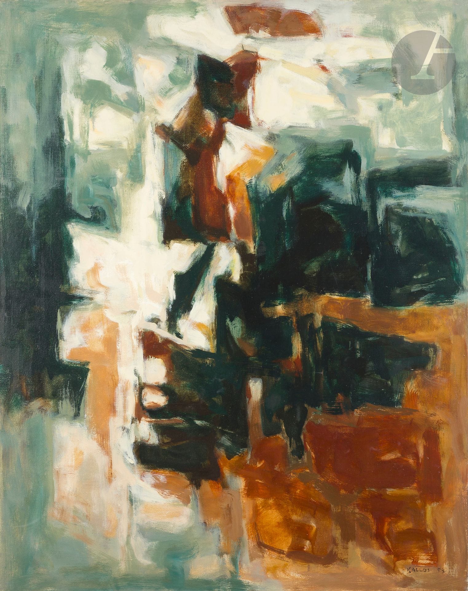 Paul KALLOS (1928-2001)
Interior, 1959
Oil on canvas.
Signed and dated lower right.
92 x 73 cm