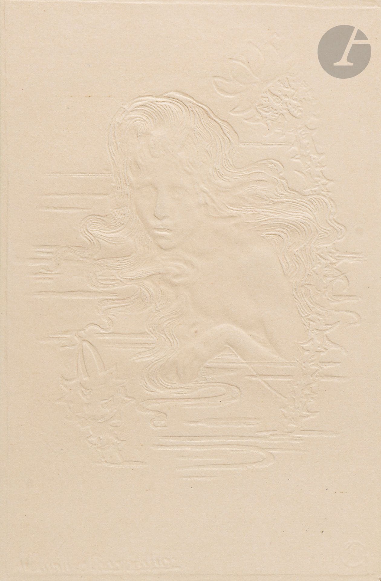 Alexandre Charpentier (1856-1909)
Jeune femme. 1896. Glyptographie. 83x130. Très belle épreuve sur vélin glacé teinté vert. Toutes marges. Timbre sec: The Studio (Lugt 2322 bis).