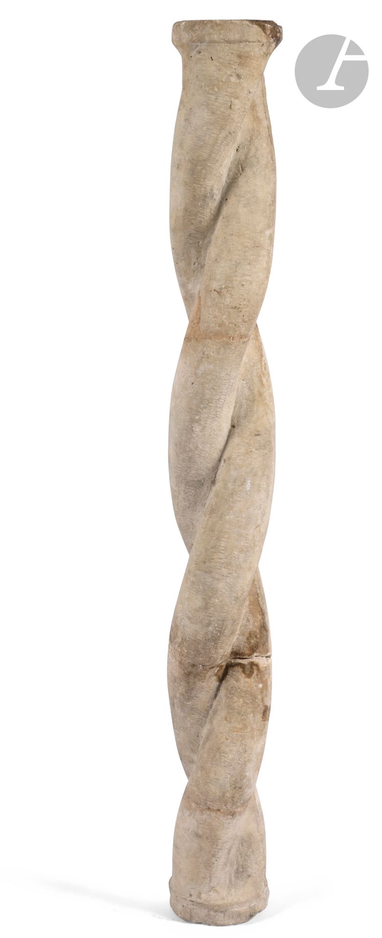 France, 18th or 19th century
Corinthian capital
Marble
Height: 21cm
Accents

A twisted column from the 19th century. H.: 105cm. Accidents