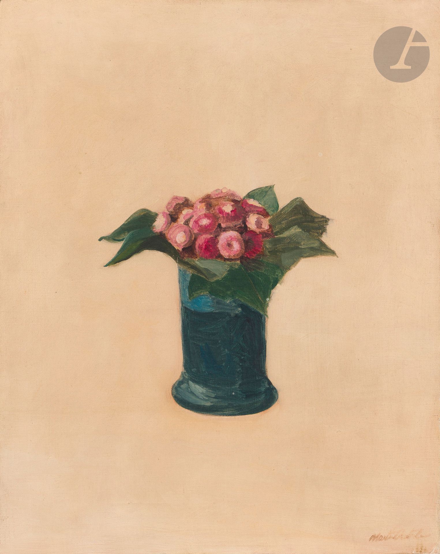 Martin DIETERLE (né en 1935)
Étude de primevère, 1978
Huile sur toile.
Signée en bas à droite.
Signée, datée, titrée et dédicacée « à Lilette » au dos.
41 x 33 cm

Provenance : 
Collection Sam et Lilette Szafran.