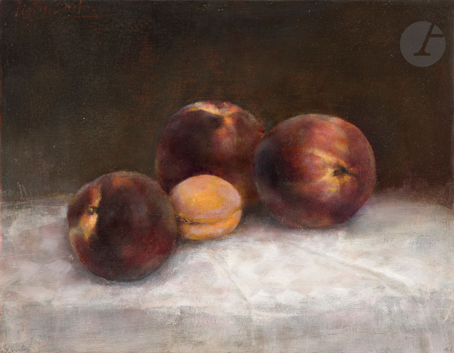 Pietro SARTO [suisse ] (né en 1930)
Nature morte aux pêches
Huile sur panneau.
Signée en haut à gauche.
28 x 36 cm