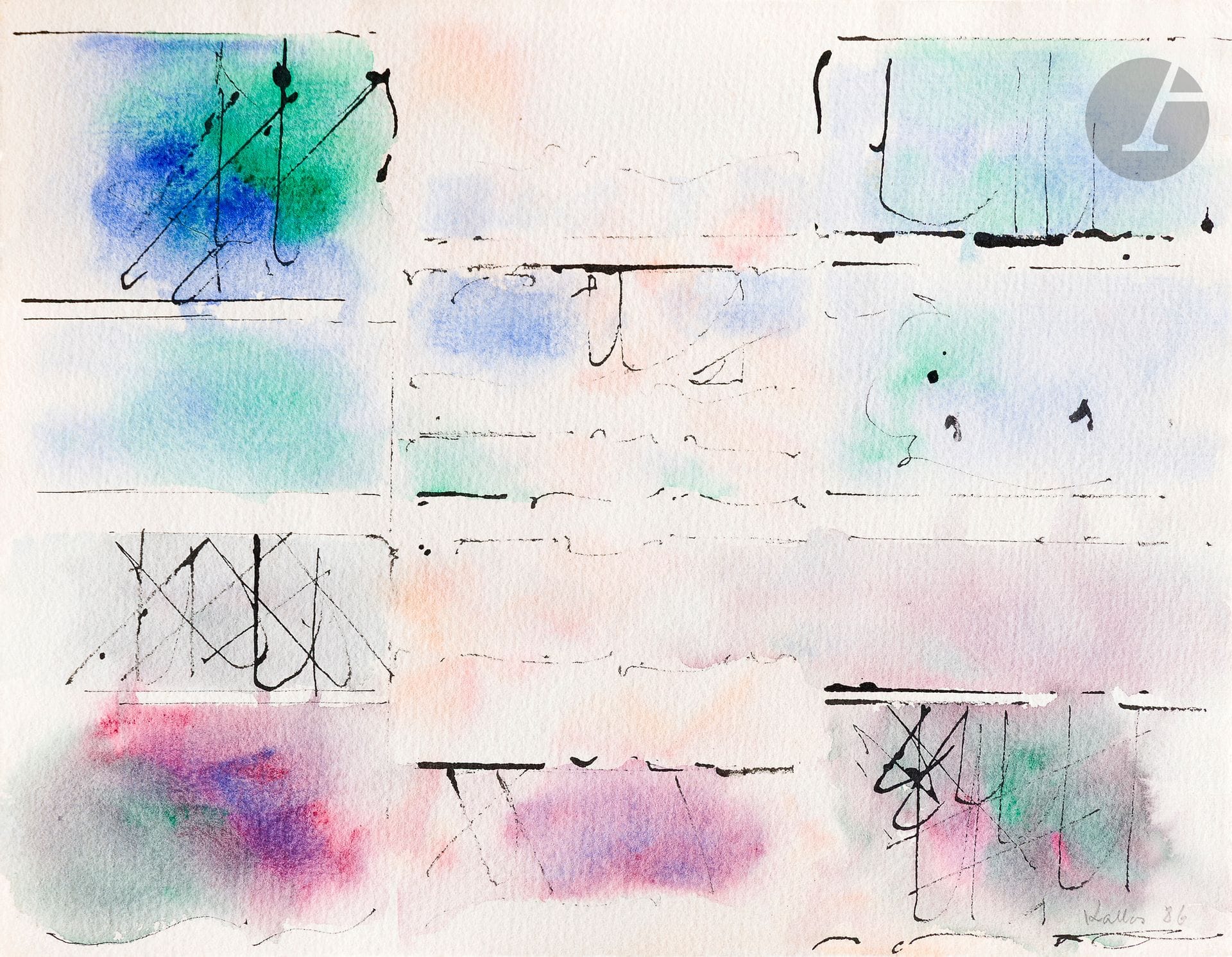 Paul KALLOS [hongrois] (1928-2001)
Architecture, 1986
Encre et aquarelle.
Signée et datée en bas à droite.
36 x 47 cm