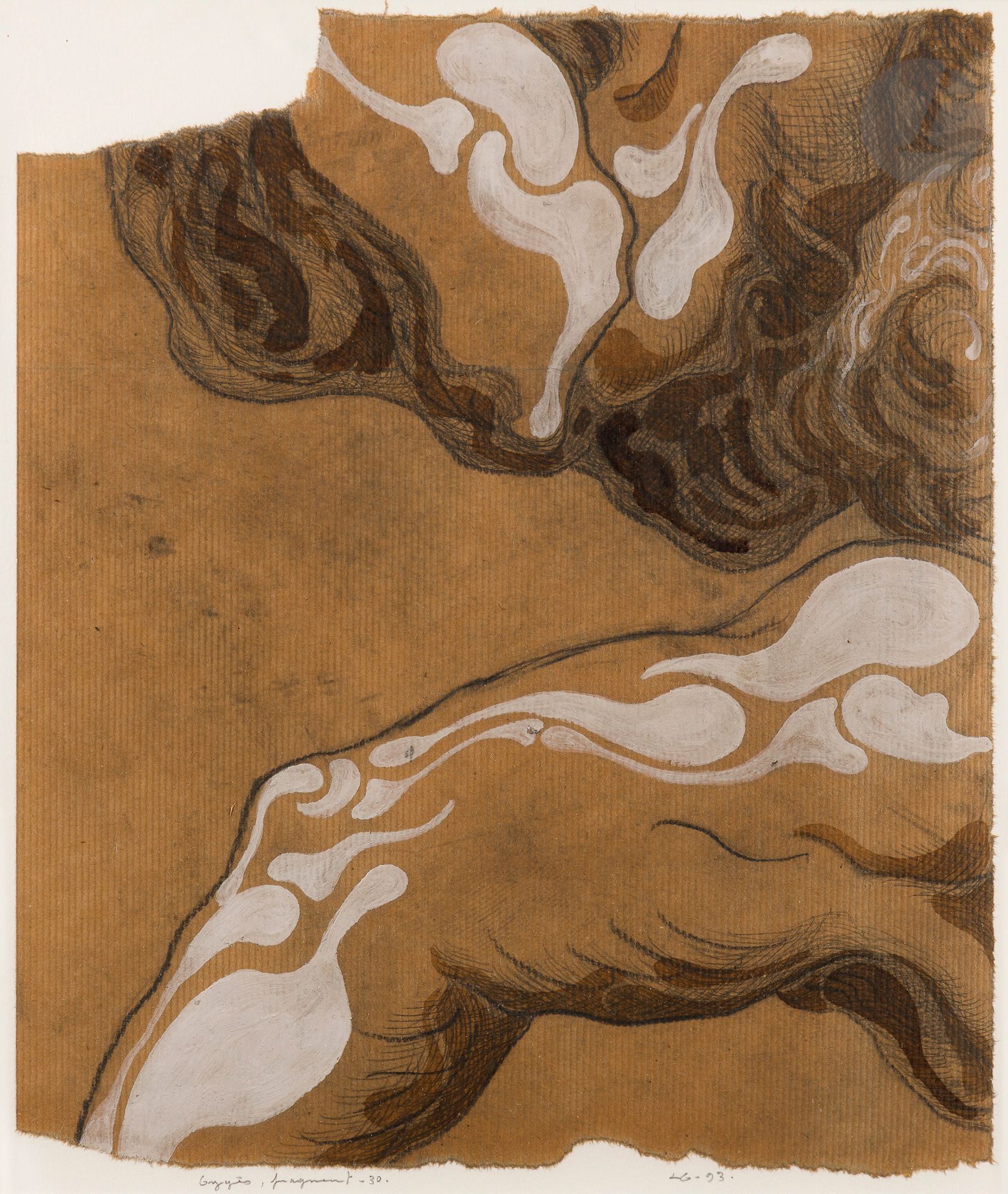 Lionel GUIBOUT (né en 1959)
Fragments n°3, 21, 30, 42, 68, 89, 1993
6 crayons et gouaches sur papier kraft.
Signés, datés et titrés.
Formats divers.

Provenance : 
Collection Sam et Lilette Szafran.