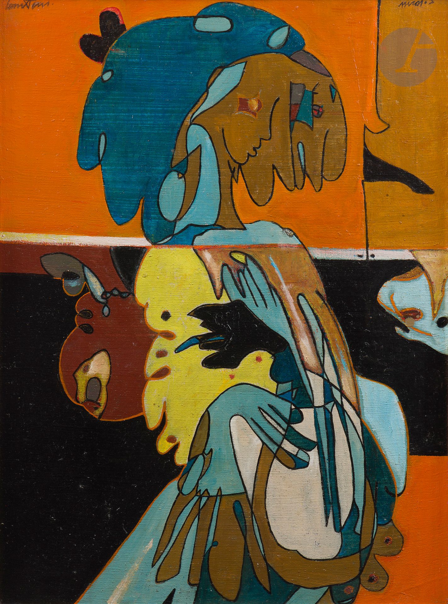 Pierre COURTENS (1921-2004) Personnage Oil on canvas, signed upper left. 81 x 61 cm Exhibition: Angoulême, 1985 (annotation on stretcher).