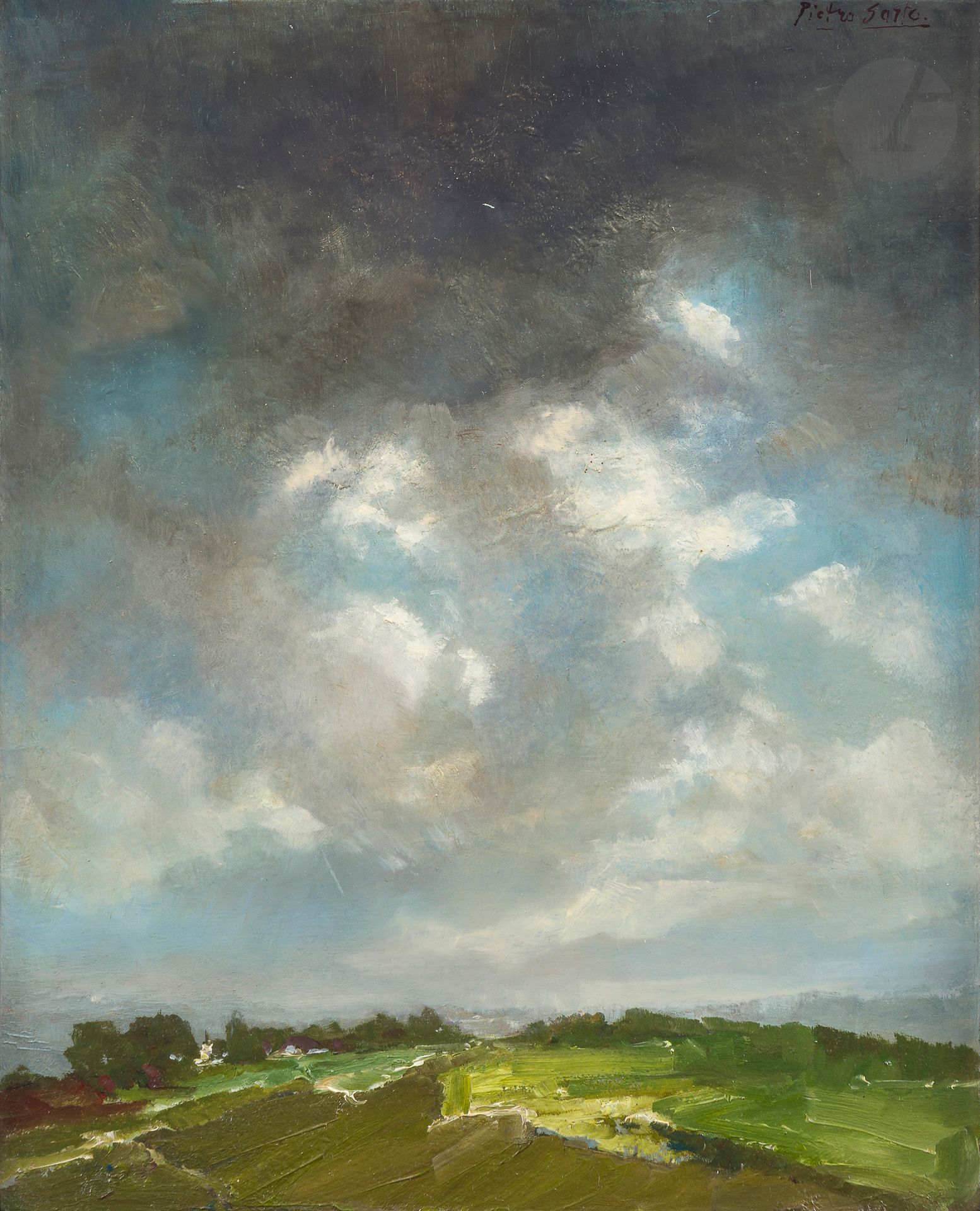 Pietro SARTO [suisse] (né en 1930)
Paysage, Saint Prex, 1999
Huile sur panneau.
Signée en haut à droite.
37 x 30 cm

Provenance : 
Galerie Jacques Benador, Genève.

Exposition : 
Fondation de l'Hermitage, 17 – 26 novembre 2000 (étiquettes au dos).