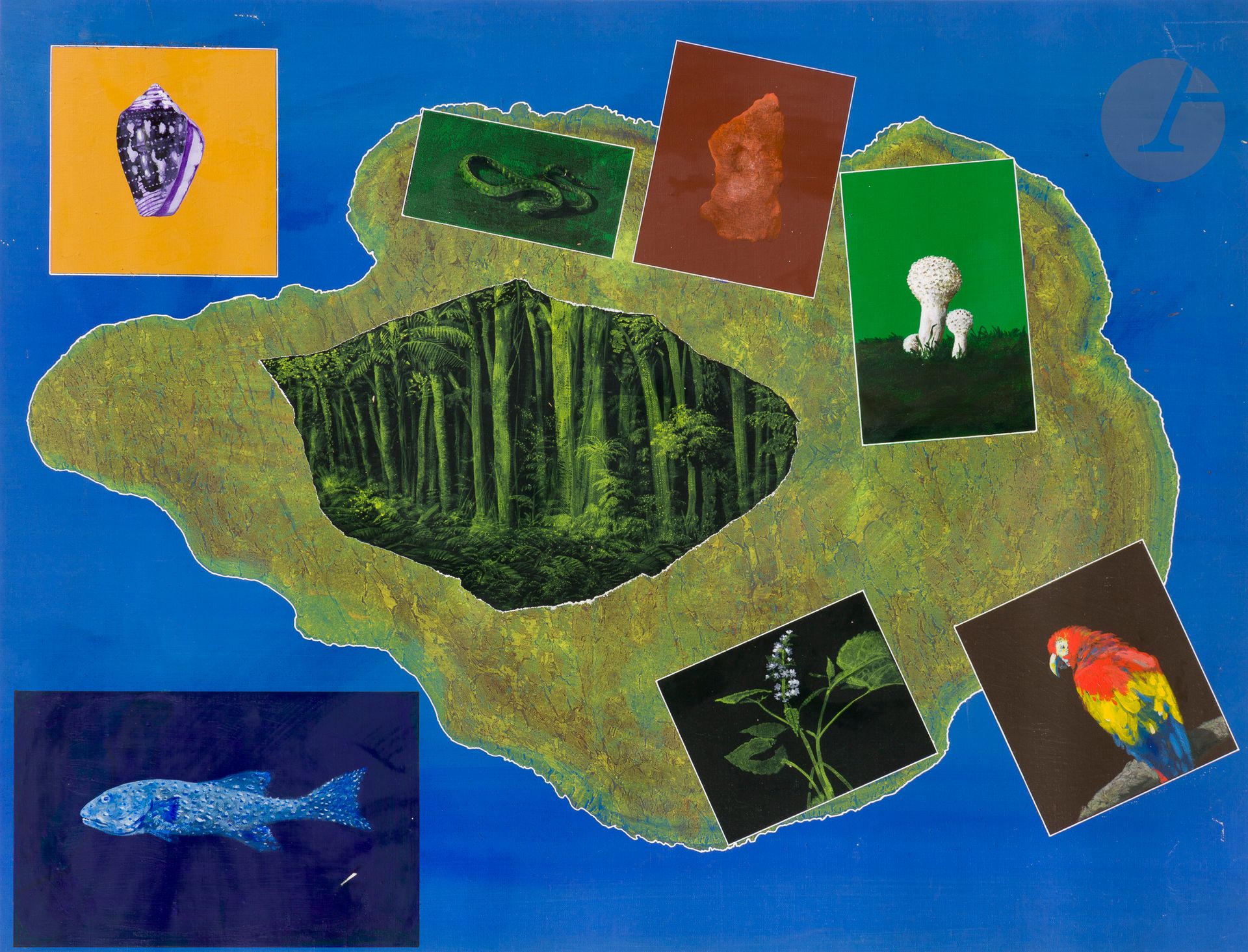 Guido BIASI [Italian] (1933-1983) Island (isola), 1975 Oil on canvas, unmounted, signed, dated and titled on back. 73 x 92 cm