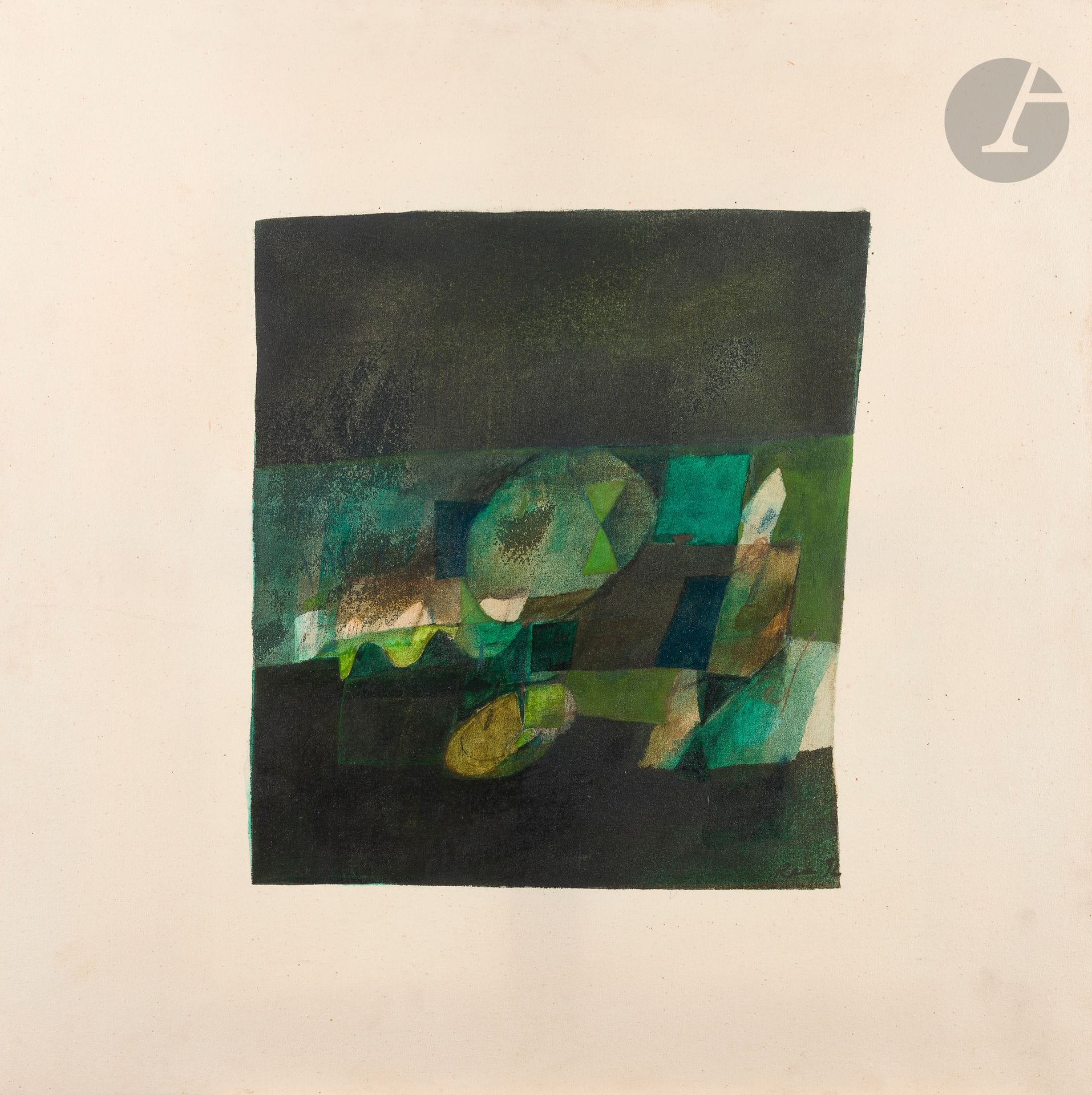 Carlo REA [Italian] (b. 1962) La Nuit, 1992 Acrylic on canvas. Signed and dated lower right. Signed and dated on back. 79 x 79 cm Exhibition: Carlo Réa, Galerie Berthet Aittouarès, Paris, May - June 1993, catalog, reproduced. A copy of the catalog and a watercolor will be given to the purchaser.