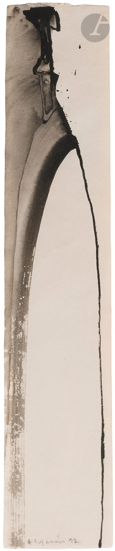 Nicolas ALQUIN (né en 1958)
Passante au grand air, 1992
Encre et lavis d'encre.
Signée et datée en pied.
50 x 10,5 cm

Provenance : 
Galerie du jour Agnès B., Paris (étiquette au dos).