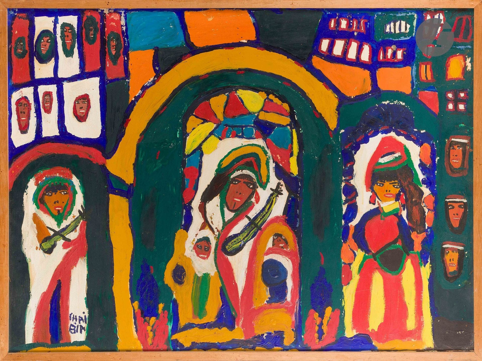 Chaïba TALAL [marocaine] (1929-2004)
Sans titre
Huile sur papier contrecollé sur panneau.
Signée en bas à gauche.
56.5 x 76 cm

Provenance :
Galerie L’Œil de bœuf, Paris. Acquis directement par l’actuelle propriétaire auprès de cette dernière.