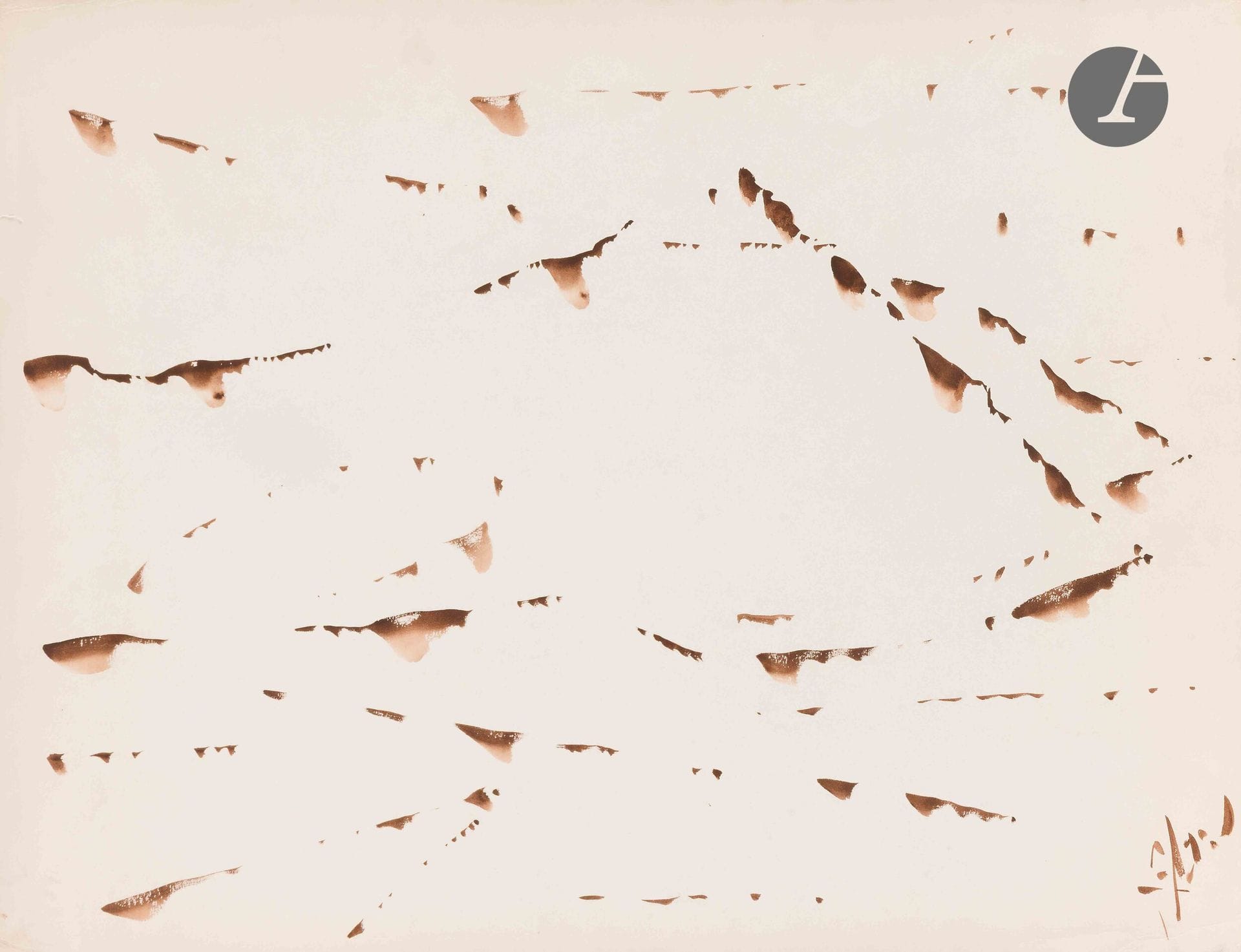 Dino ABIDINE [turc] (1913-1993)
La Mer, vers 1960
Encre.
Signée en bas à droite.
(Petites déchirures, salissures et plis).
51 x 66 cm
