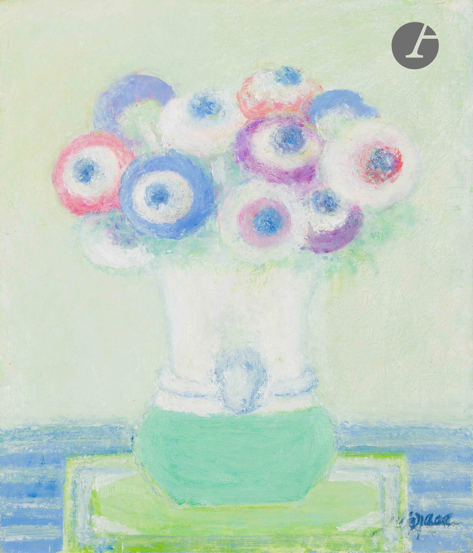 Taneo SUENAGA [japonais] (1913-2009)
Vase de fleurs
Huile sur toile.
Signée en bas à droite.
41 x 33 cm
