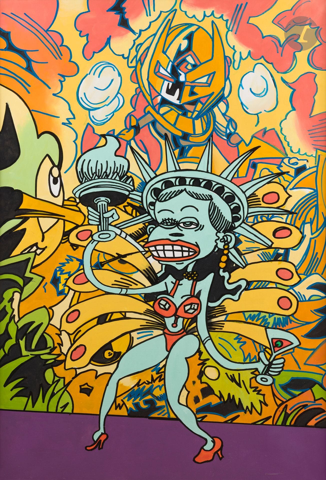 Guðmundur Guðmundsson, dit ERRÓ (né en 1932) 
Sans titre, 2012
Acrylique sur toile.
Signée et datée au dos.
103 x 70 cm